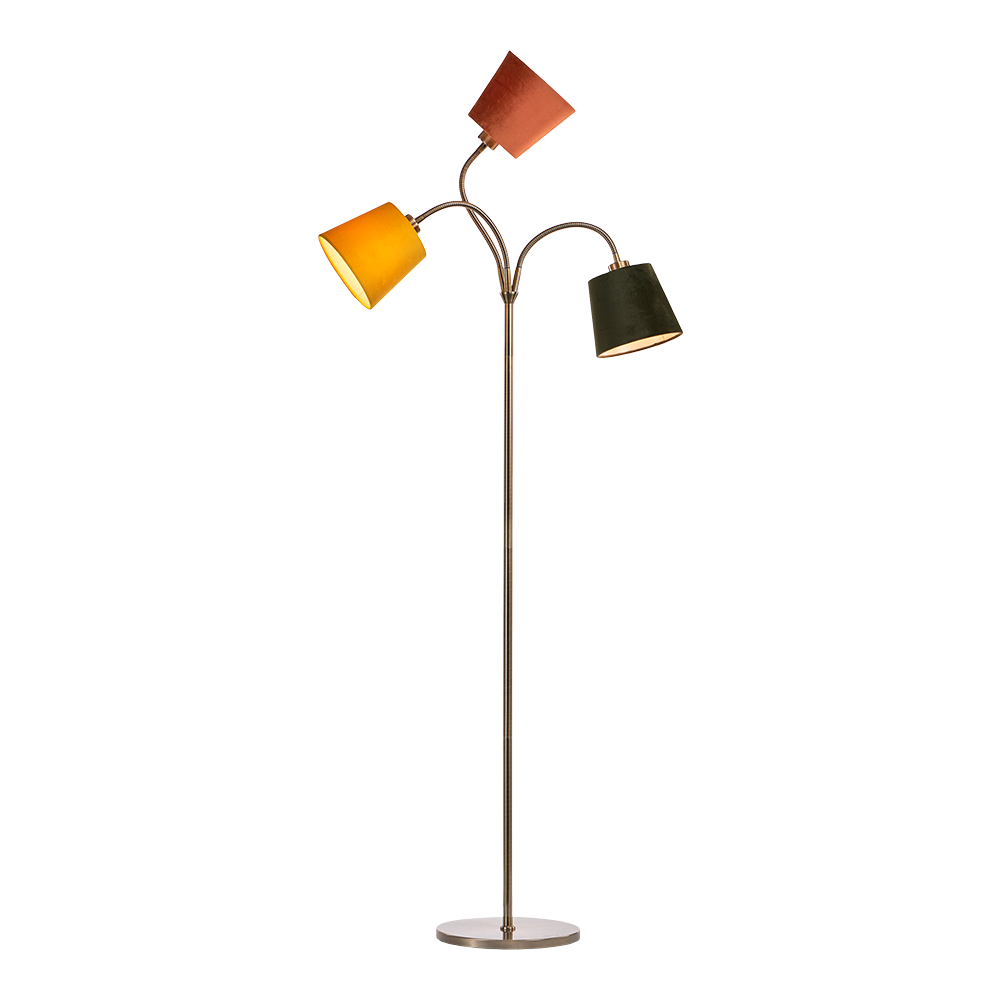 Connie 3-armet gulvlampe, messing