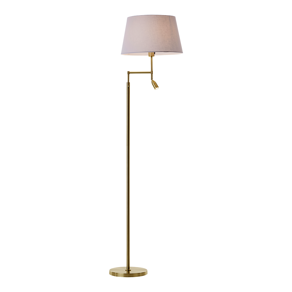 Kasper gulvlampe m/leselys, messing