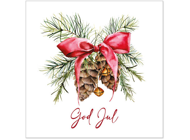 Serviett, "God Jul" Kongler m/sløyfe