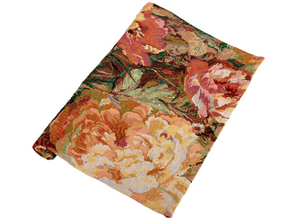 Jaquard brikke rød/rosa blomst