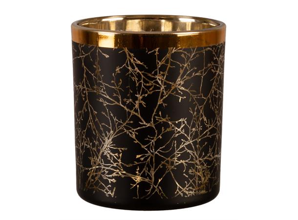 Lysglass m/kvister. Sort/gull