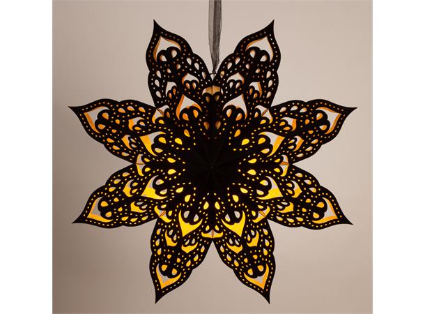 Papir/velourstjerne svart/gull 60cm