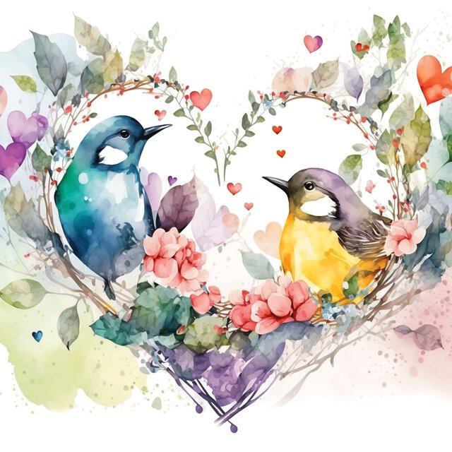 Kaffeservietter, loving birds