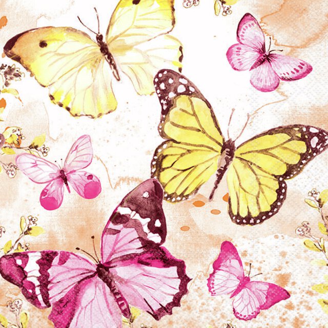 Servietter -fluttering butterflies rosa