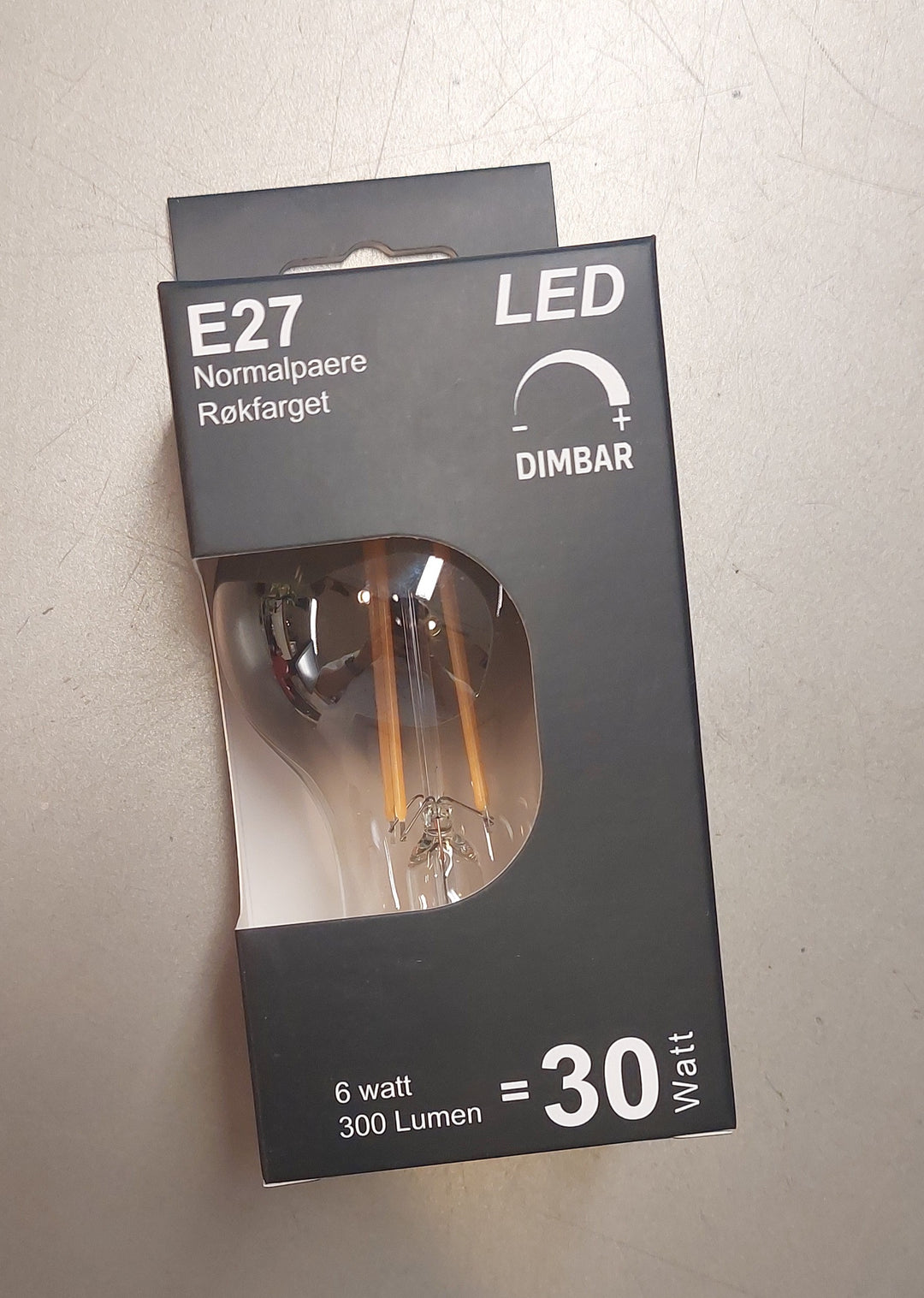 Filament E27 LED lyspære røykfarget dimbar