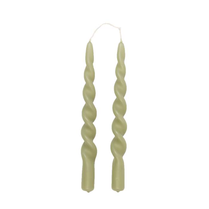 Twisted candles shady olive 2pk