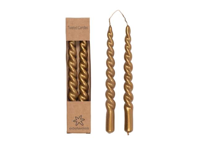 Twisted candles 2pk, gull