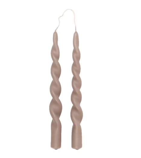 Twisted candles simply taupe 2pk