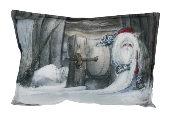 Gammelnissen pute, nisse ved slipestein