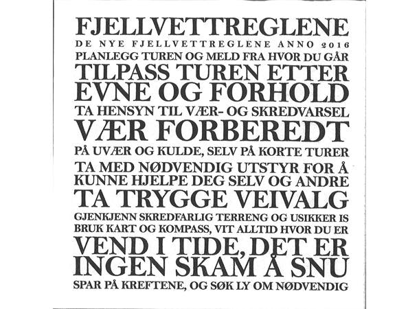 Servietter, fjellvettreglene