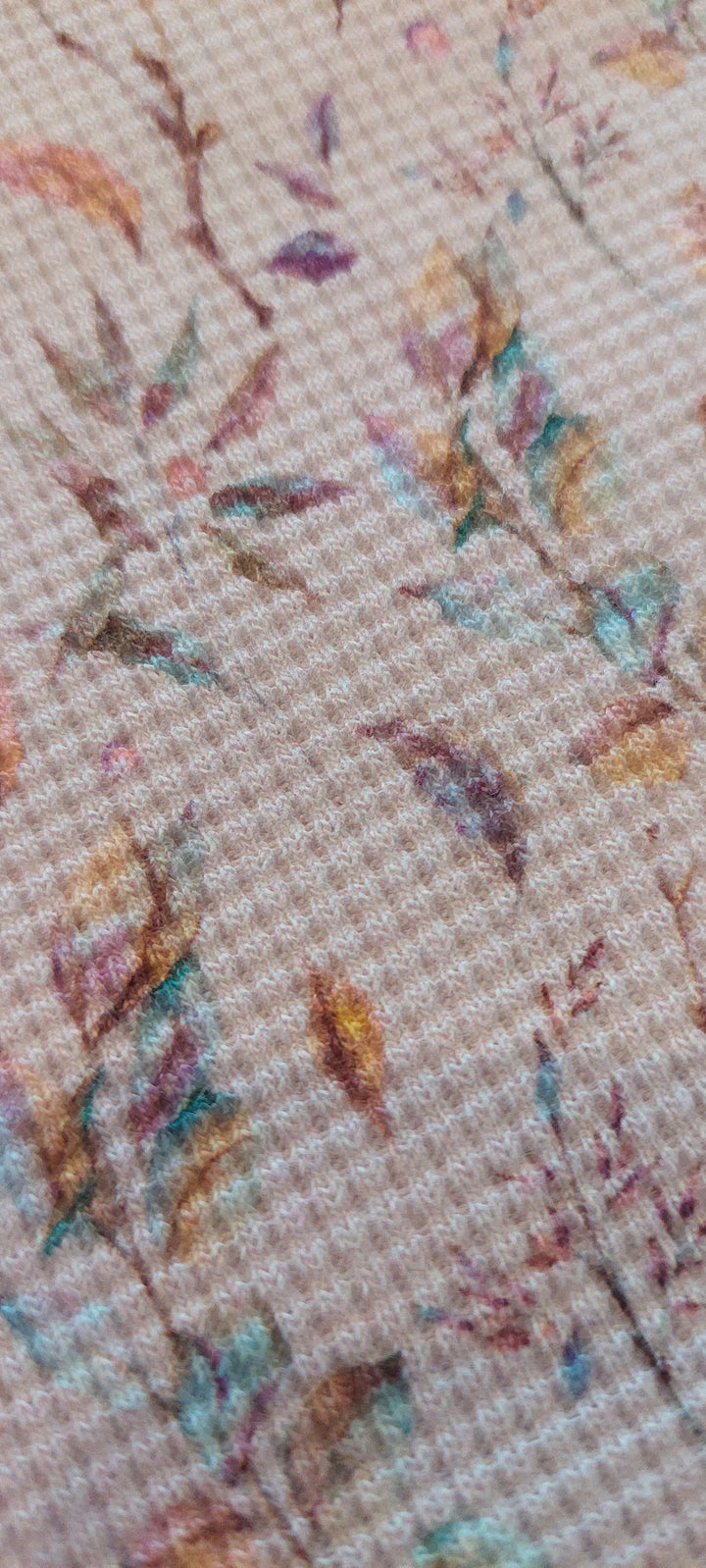 Vaffeljersey - rosa m/blomster
