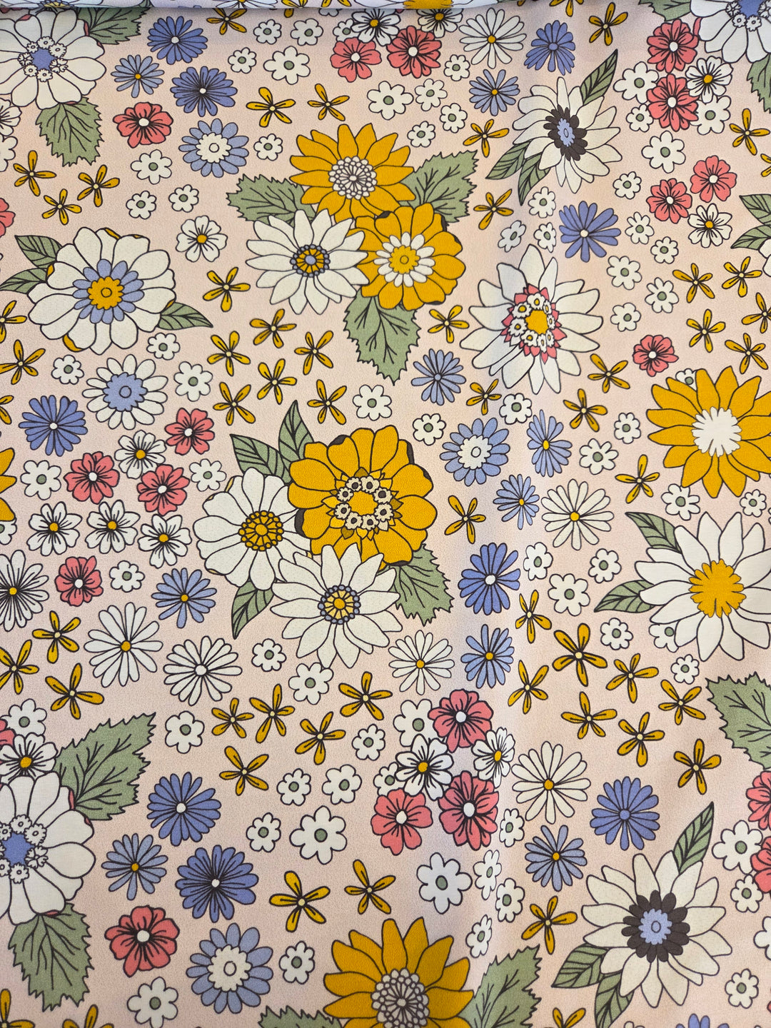 Metervare, Jersey - Blomster rosagul