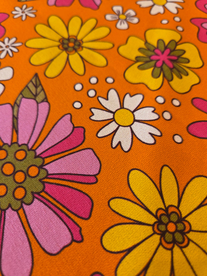 Metervare, Jersey - Blomster oransje