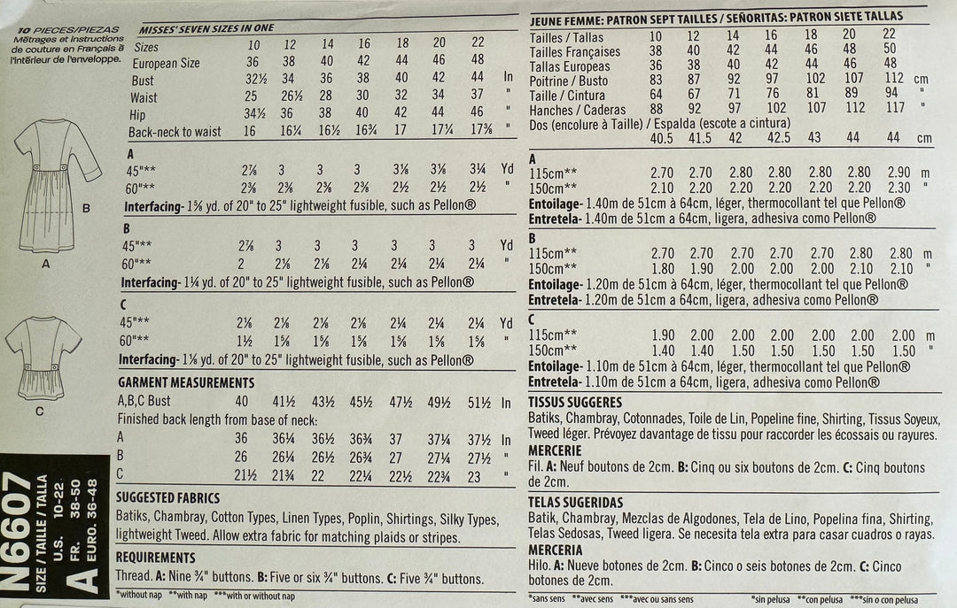 Symønster - Overdeler til dame N6607