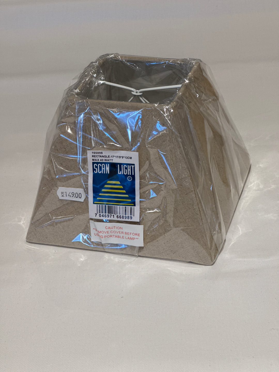 Lampeskjerm Rektangel, Beige 17x17cm