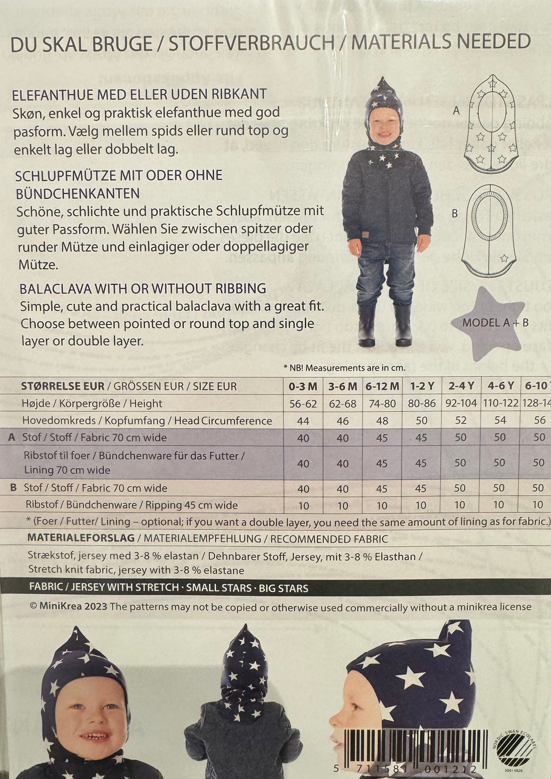 Symønster - Balaclava 0-10 år