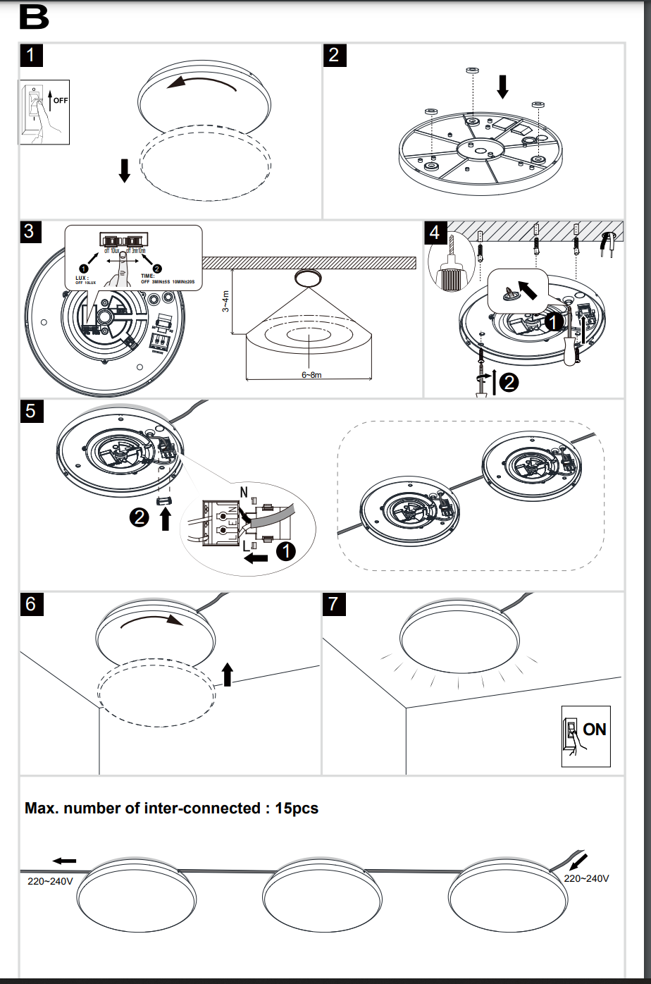 Montone plafond m/sensor