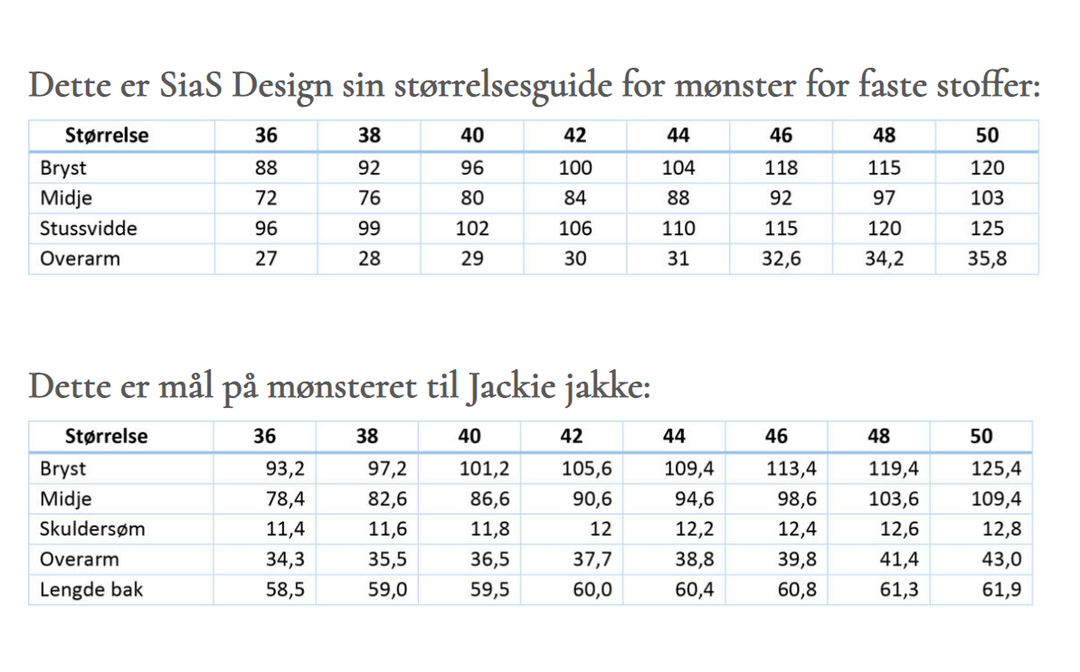 Jackie jakke - Symønster