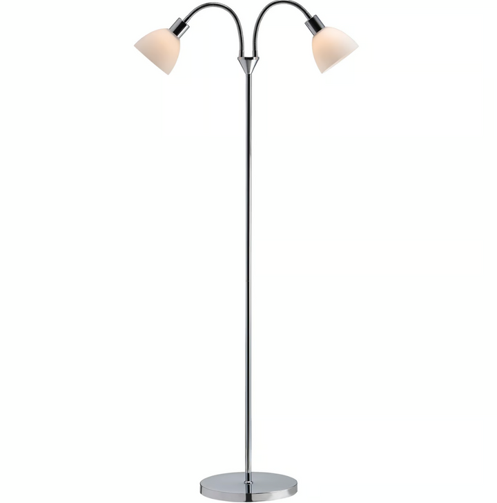 Ray dobbel gulvlampe, krom