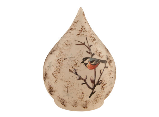 Dråpe hvit glass dompapp LED 10x13,5cm