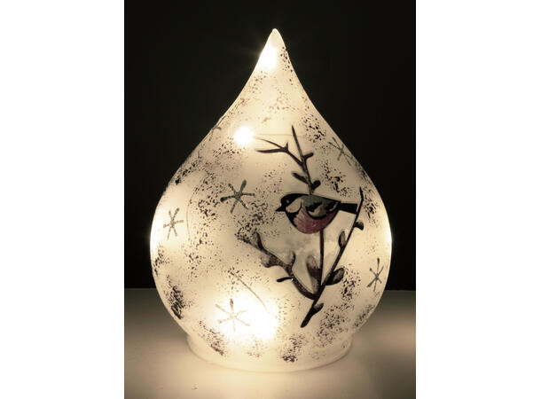 Dråpe hvit glass dompapp LED 10x13,5cm