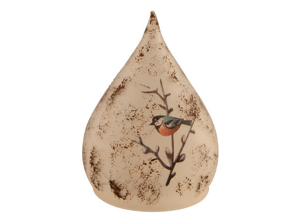 Dråpe hvit glass dompapp LED 12x15,5cm