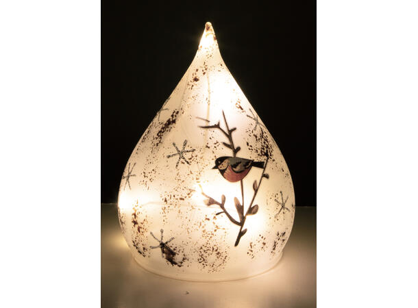 Dråpe hvit glass dompapp LED 12x15,5cm