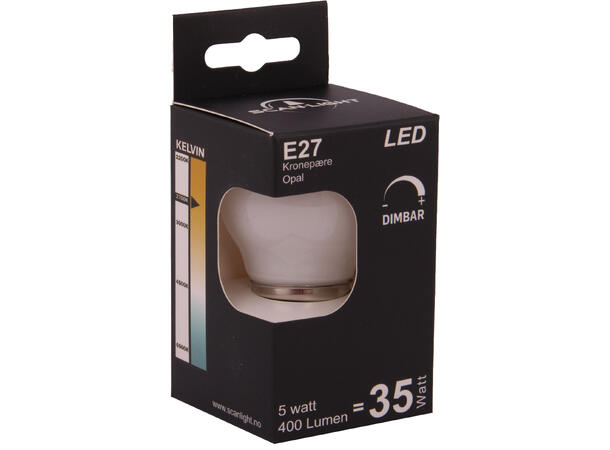 E27 dimbar, hvit opal. 5w (35w)