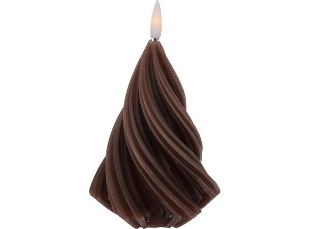 LED stearinlys, vridd juletre brun