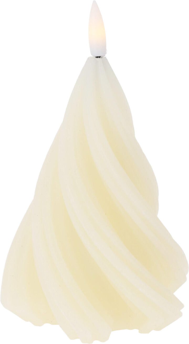 LED stearinlys, vridd juletre hvit