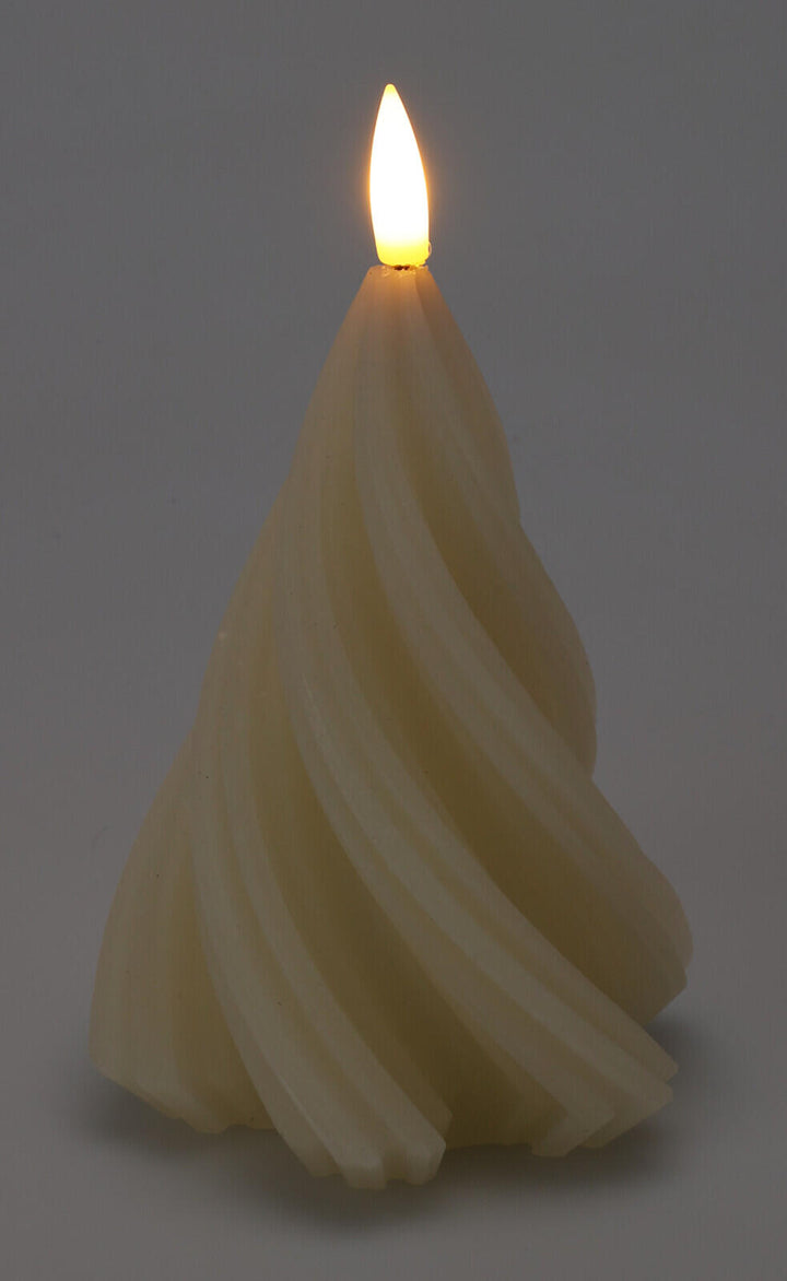 LED stearinlys, vridd juletre hvit