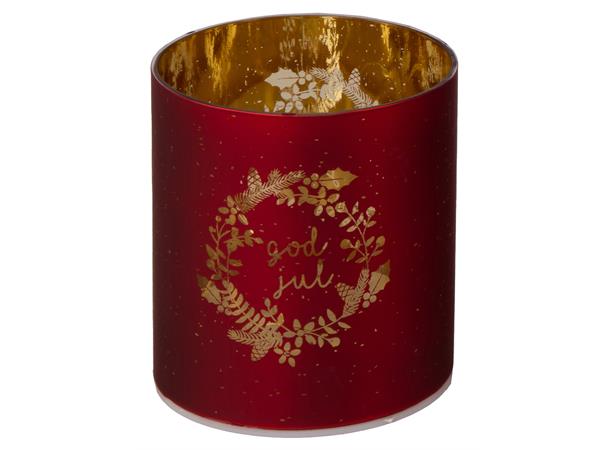 God jul rød lyslykt med ledlys
