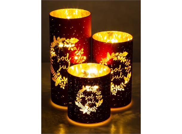 God jul rød lyslykt med ledlys