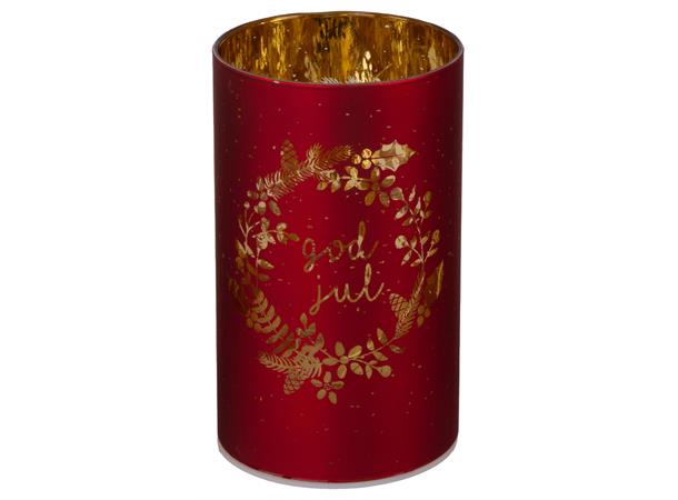 God jul rød lyslykt med ledlys