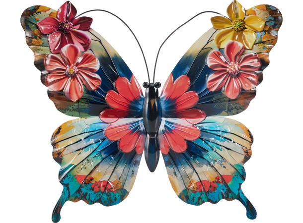 Veggdekor Sommerfugl i metall, 40x34cm