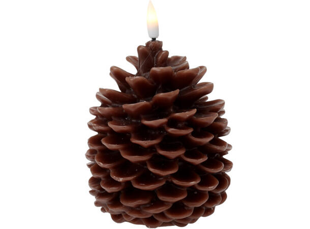 Stearinlys LED kongle brun