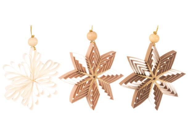 3pk papirstjerne m/glitter