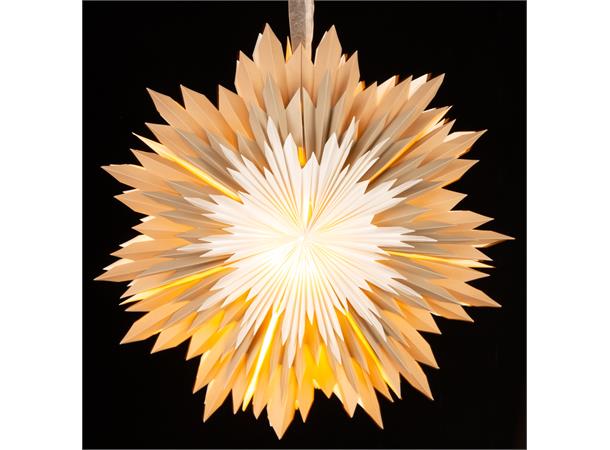 Papirstjerne beige/hvit 50cm. M/ledning