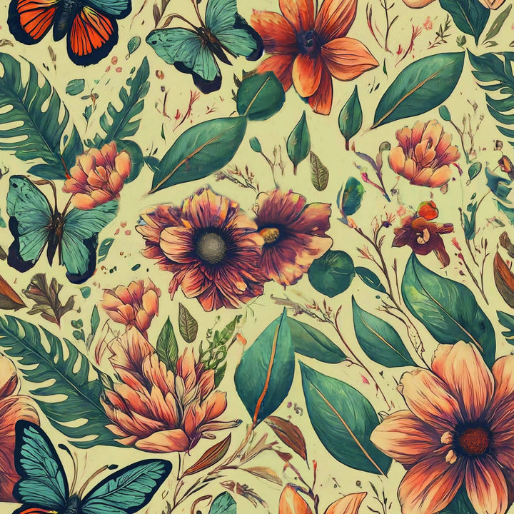 Jersey - Sommerfugl og blomster