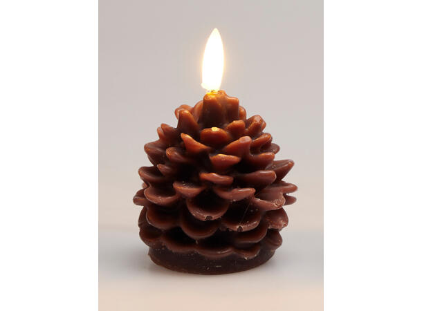 Stearinlys LED kongle brun 6,5x7cm