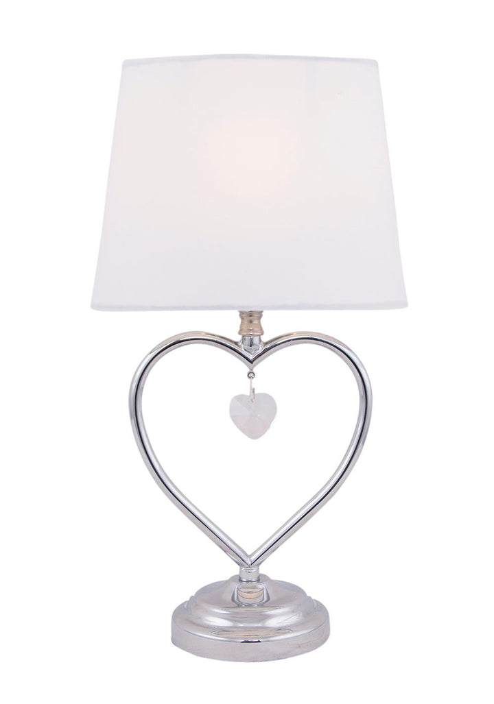 Heart bordlampe hvit/krom