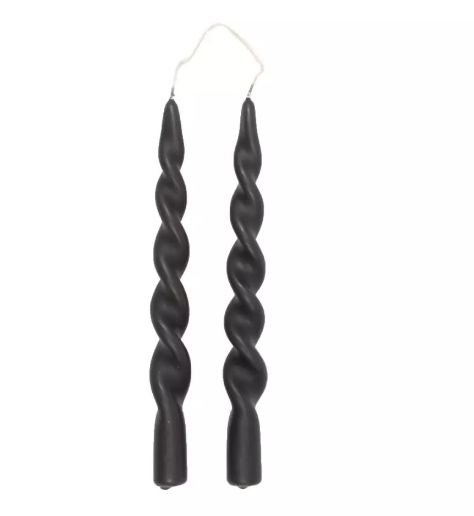 Twisted candles muted black 2pk